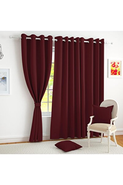 Generic Story@Home Door Blackout Curtains 2.13 m, Set of 3, 1.16×2.15 m, Burgundy