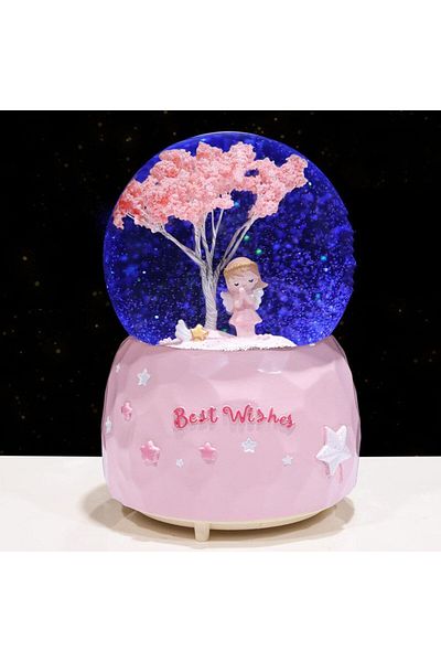 Generic Goodern Luminous Princess Sakura Snow Globes,Cartoon Snowflake Crystal Ball with Color Changing LED