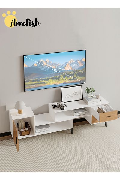 AnneFish TV Stand Table For TV Up To 85 Inch Modern Entertainment Center Industrial Media TV Console Table