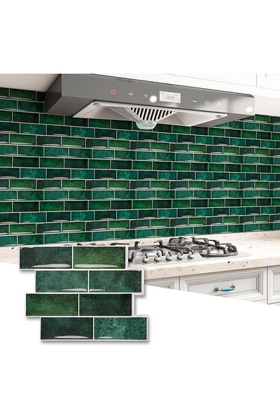 Generic Tazweeq Vinyl Peel and Stick Kitchen Backsplash Tiles, 12 x 8 Inch Self Adhesive Wall Tile, for Bat
