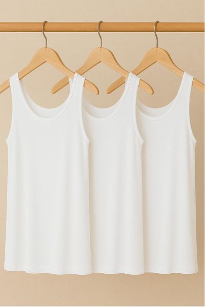 COTENCONCEPT Μπλουζάκι 3 τεμαχίων A-Line Plus Size Βαμβακερό λουράκι