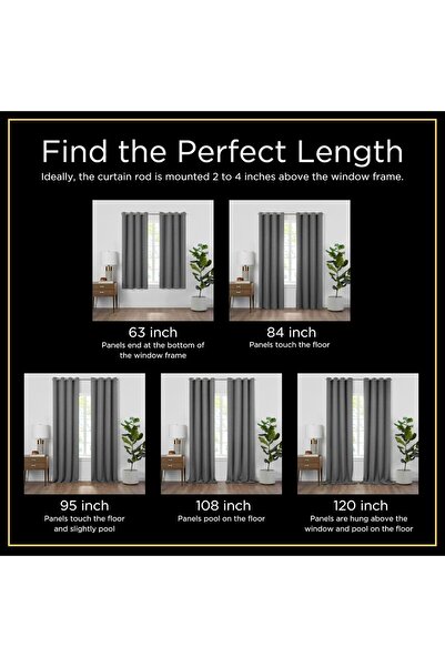 Eclipse Andover Solid Tripleweave Thermal Blackout Grommet Curtains (2 Panels), 42 x 54 in, Beige