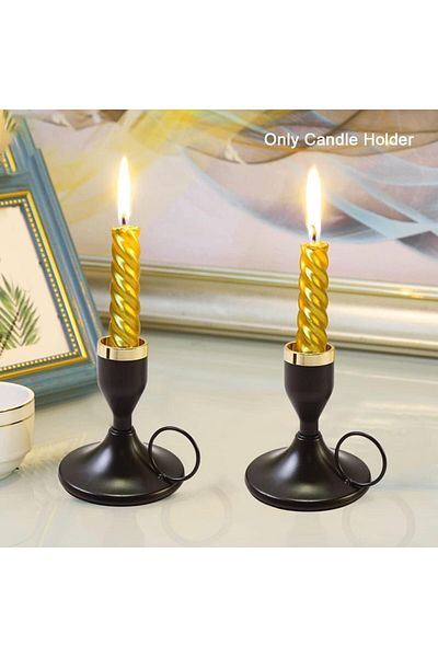 Generic NALACAL Wrought Iron Taper Candle Holder, Set of 2 Candlestick Holders for Taper Candle, Retro Meta