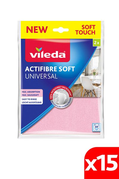 Vileda 15 Pack of 2 Li Actifiber Microfiber Cleaning Cloth