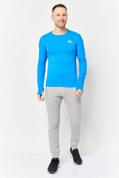 adidas Men Regular Fit Brand Logo Long Sleeves Running T-Shirt, Blue