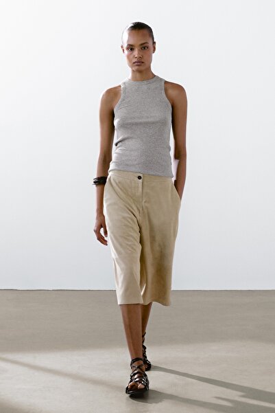 Massimo Dutti %100 pamuklu halter yaka top