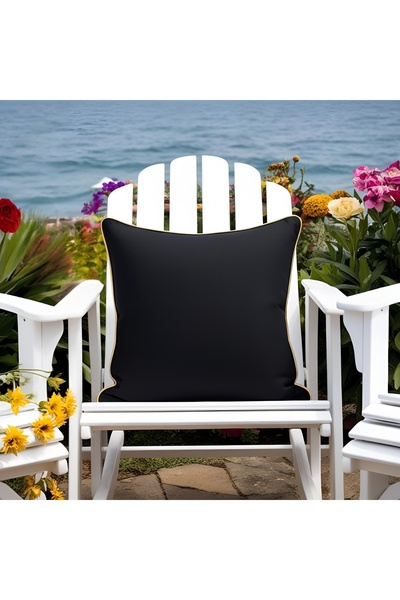 Bc Home غطاء وسادة مربع أسود بحافة ذهبية بمظهر مخملي قطعة واحدة مقاس 43 × 43 سم