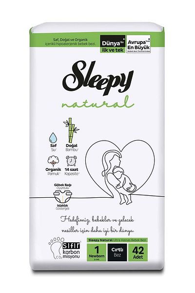 Sleepy Baby Diaper Natural Size:1 (2-5kg) Newborn Newborn 84 Pieces Jumbo Pk (2Pk*42)