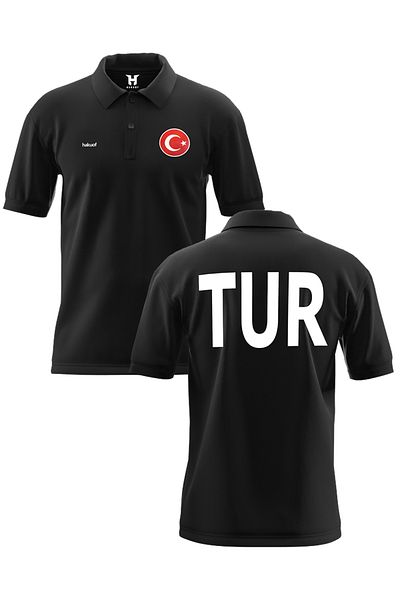 hakuof Tour Printed Cotton Collar Turkey Jersey T-Shirt Original Metallized Flag