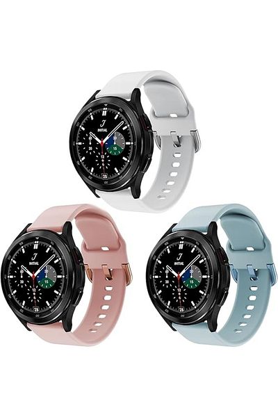 Spguard Set de 3 curele pentru Samsung Galaxy Watch 4/Watch 5 Spguard, silicon/metal, alb/albastru/roz,