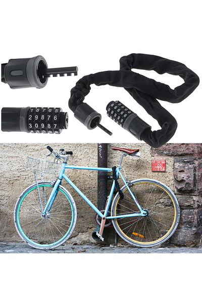 OEM Bicycle anti-theft, Bicycle lock, 5-digit code, length 60cm, color Black