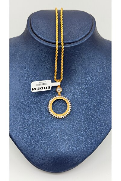 ERDEM KUYUMCULUK 8 Ayar Altın Taşlı Çeyrek Altın Çerçevesi Kolye Ucu ( ZİNCİRSİZ )