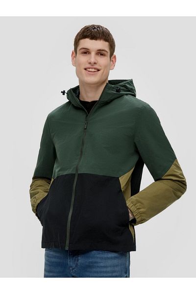 QS by s.Oliver Q/s By S.oliver Men's Windbreaker With Hood, Waterproof, Regular Fit, Green