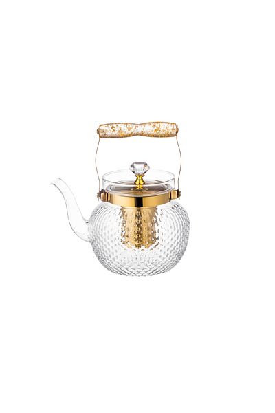 ABAREEK 1000ml Thermal Glass Teapot with Gold Infuser