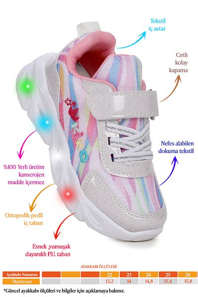 KARAMAZI Karamazı Kids Teno Velcro Lighted Baby Girl Sports Shoes