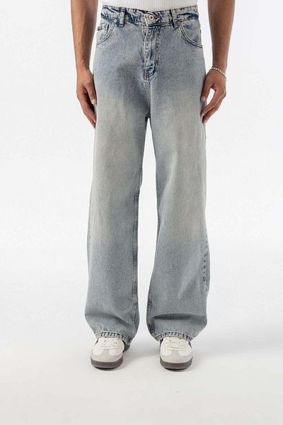 jaceyjace Relax Baggy Jean Trousers with Grinding - Blue