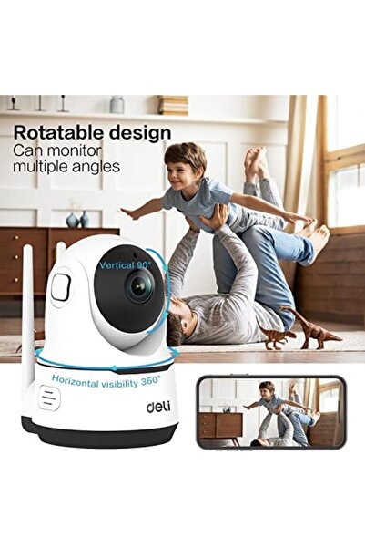 Deli Security Camera 360 Degree View, Two-way Voice 1080p Resolution, Micro Sd Storage-cctv