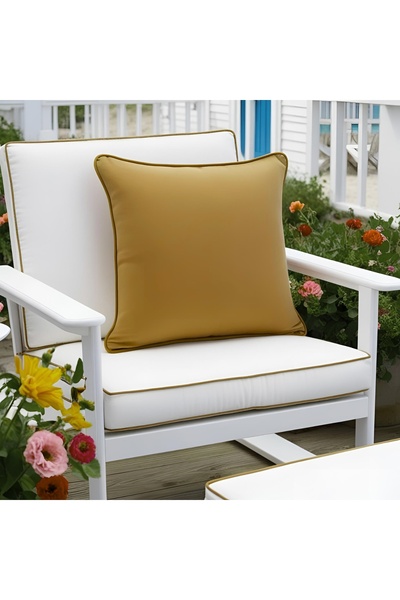 Bc Home Altın Kenar Biyeli Deve Tüyü Kare Kırlent Kılıfı Kadife Görünümlü 1 A...