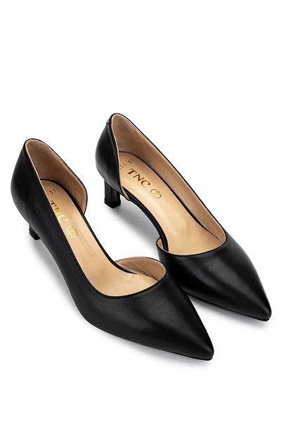 Tamer Tanca Women's Genuine Leather Black Heeled Shoes