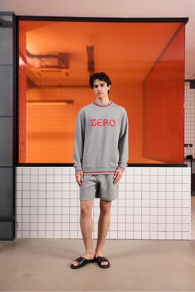 GMG FIRENZE Gmg Firenze Crew Neck Gray Melange Men's Sweatshirt Gu25Mss08020