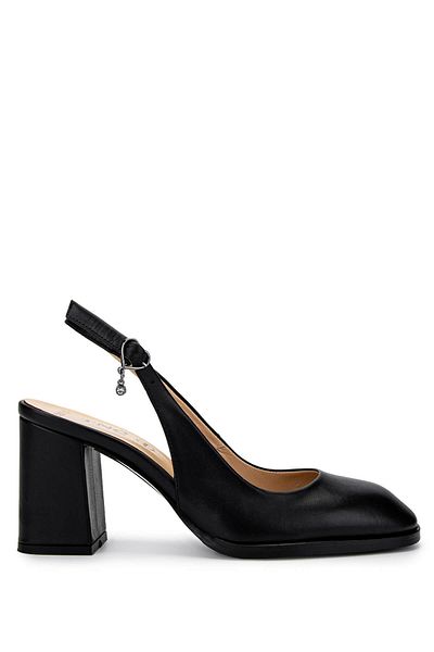 Tamer Tanca Women's Genuine Leather Black Leather Heeled Shoes