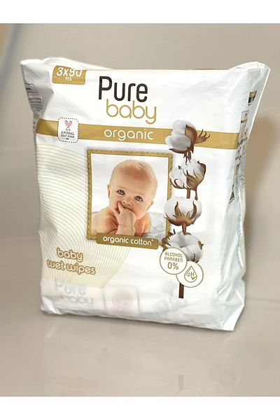 Pure Șervețele umede organice pentru bebeluși, 3x90 buc.