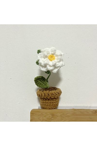 Choice 11 Mini Cute Finished Crochet Flowers Hand-knitted Sunflower Rose Flowers Potted Plants Handmade Bou