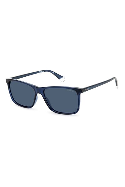 Polaroid Ochelari de soare Polaroid pentru bărbați PLD 4137/S PJP/C3, albaștri, dreptunghiulari, 58 mm
