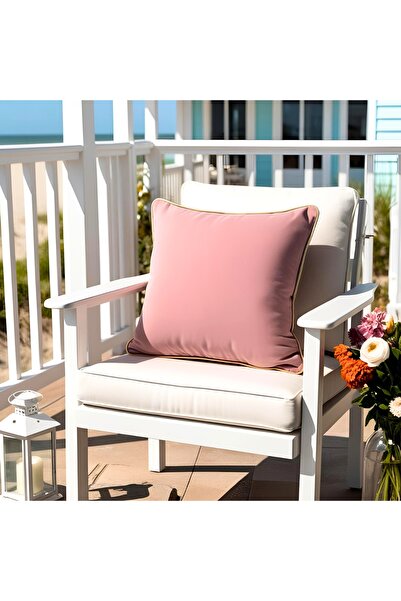 Bc Home Pink Square Cushion Cover with Gold Edge Piping Soft Textured 1 Piece...