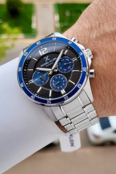 Daniel Klein Gümüş Siyah Lacivert Renk Iç Göstergeleri Aktif Erkek Kol Saati