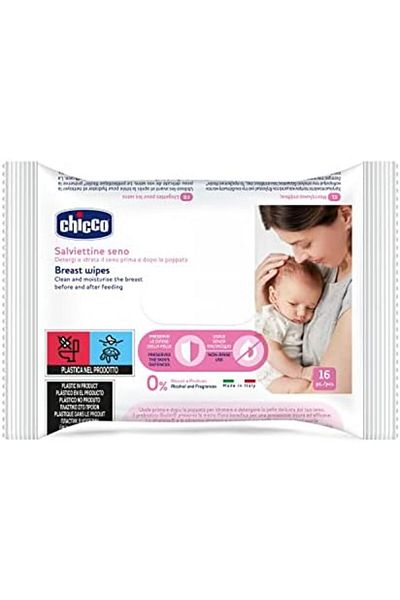 Chicco Cleansing Breast Wipes, 16 Pieces