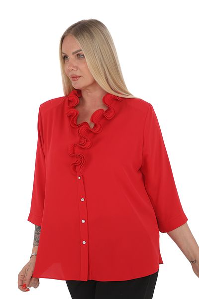 KİFAYET 22427 Jesika Shirt with Ruffled Collar and 3/4 Sleeves (R) (B105)