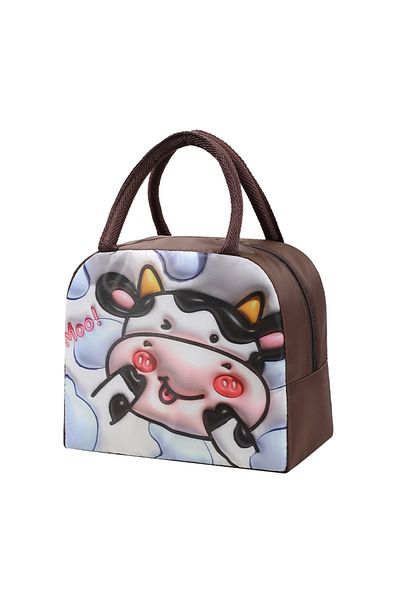 Choice Coffee Cows Cute Printed Cartoon Lunch Bag for Kids with Insulation and Preservation Function Bag Or