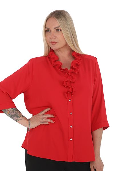 KİFAYET 22427 Jesika Shirt with Ruffled Collar and 3/4 Sleeves (R) (B105)