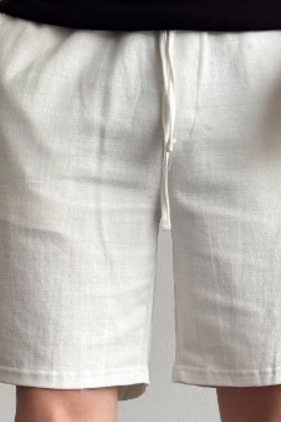 Tarz Cool Ανδρικό κανονικό σορτς με λευκό Musli Elastic Lace Up