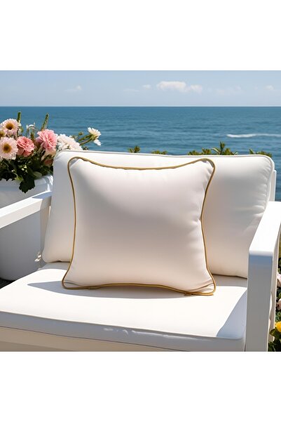 Bc Home Altın Kenar Biyeli Krem Kare Kırlent Kılıfı Yumuşak Dokulu 1 Adet 43 ...