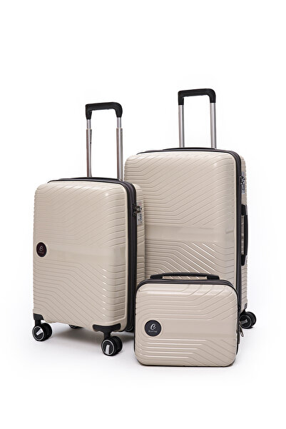 ELATAE Exclusive Pro Polipropilen Kırılmaz 3'lü Valiz Seti Orta - Kabin Boy v...