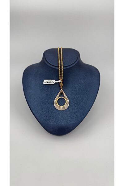 ERDEM KUYUMCULUK 8 Ayar Altın Taşlı Damla Çeyrek Altın Çerçeveli Kolye Ucu ( ...