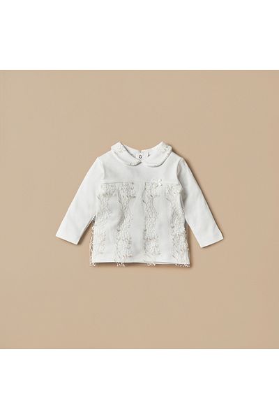 giggles Lace Detail Long Sleeves T-shirt and Elasticated Pyjama Set