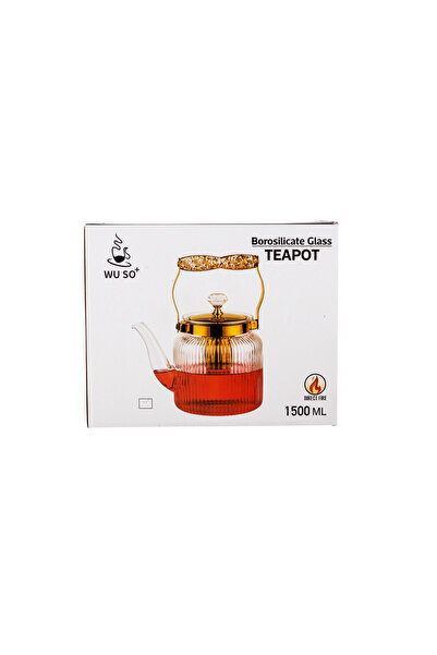 ABAREEK 1500ml Thermal Glass Teapot with Gold Infuser