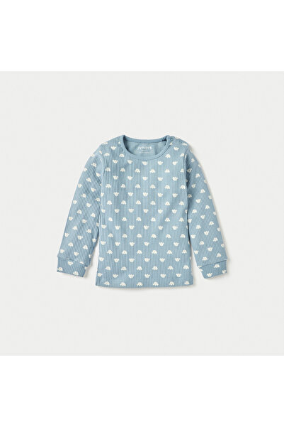 Juniors All-Over Elephant Print Long Sleeves T-shirt and Elasticated Pyjama Set