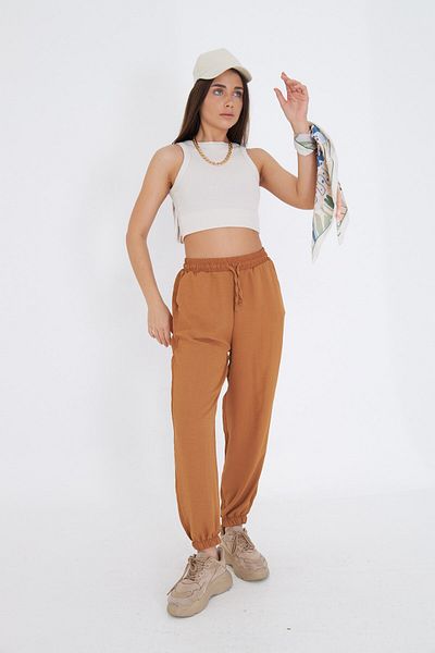 GIA - ART Comfortable Fit Aerobin Fabric Women's Trousers with Elastic Waist and Legs