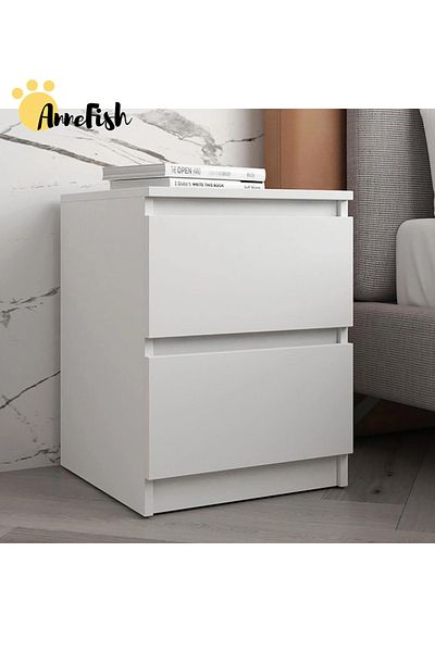 AnneFish 40*40*55cm NightStand for Bedroom Rustic Side Table Simple Bedside End Table with 2 Storage Drawers