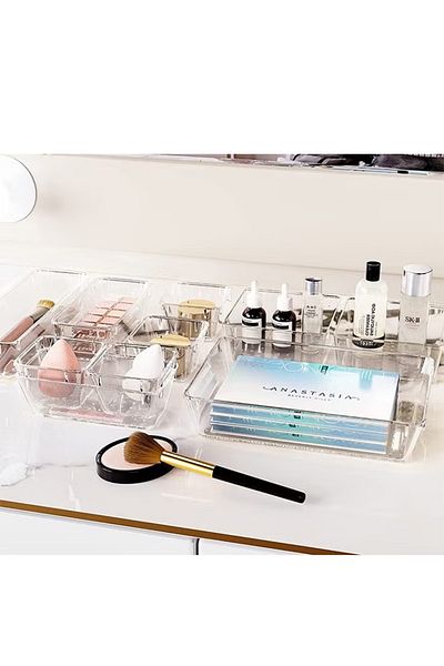 COOYA 16 Piece Drawer Organizer,Non-slip,Plastic,4 rubber feet and stackable design,for cosmetics,Office