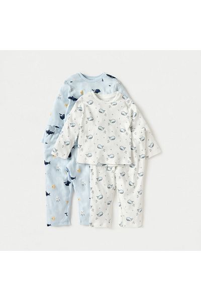 Juniors Underwater Print Long Sleeves T-shirt and Pyjamas - Set of 2