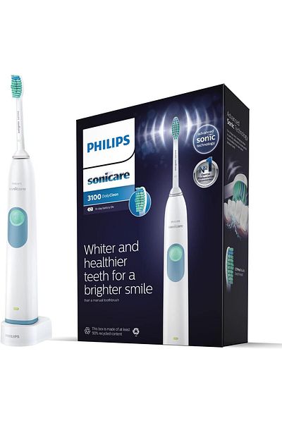 Philips Sonicare DailyClean 3100 Electric Toothbrush, White (UK 2-Pin Bathroom Plug)