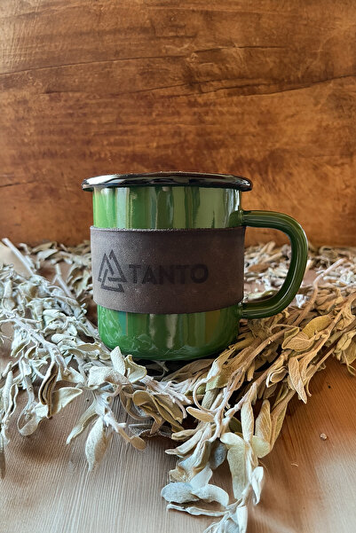 Tantobushcraft مج مطلي بالمينا 350 مل – أخضر، أسود من الداخل، مع غطاء وحقيبة ...