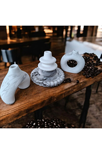 YILDIZ DECOR 3 lü Mermer Desenli İskandinav Tarzı Bohem Vazo Hediyelik Pinter...