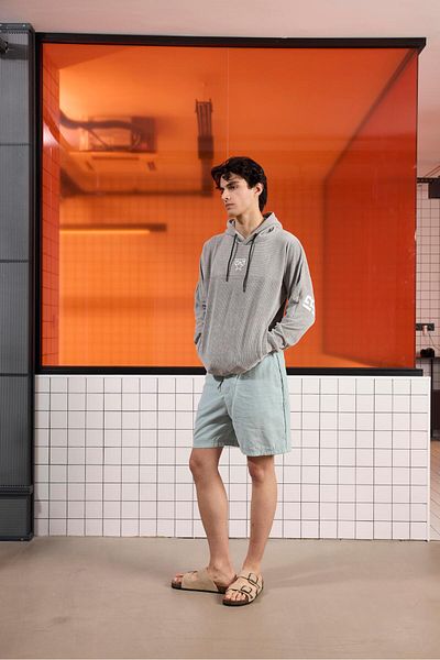 GMG FIRENZE Gmg Firenze Hooded Collar Gray Melange Men's Sweatshirt Gu24Mfw08027