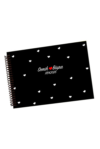 PAKLON Kalp Desenli İsme Özel Sert Kapak A4 Boy Sevgili Anı Defteri (KRAFT İÇ YAPRAK)
